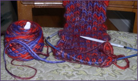 closeup of the stitch and yarn