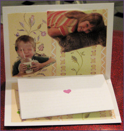 inside of card with photo collage on top and letter at the bottom