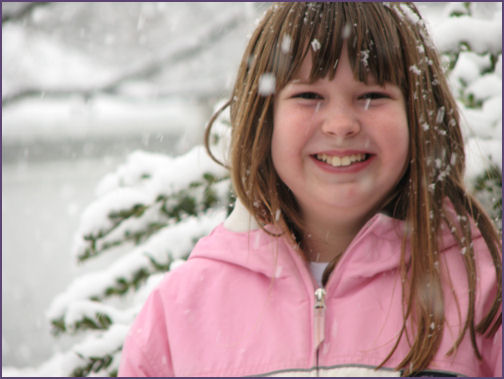 diana portrait with snow falling