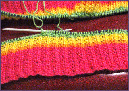 rainbow baby blanket begun in knitting