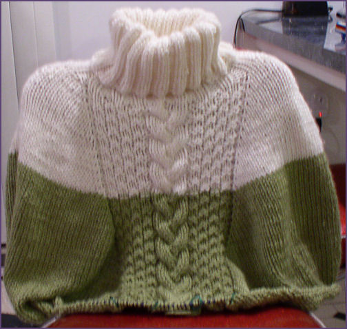 Alison's Green and white Aran poncho