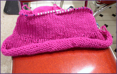 The hat in progress