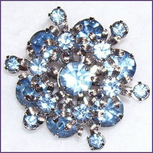 blue rhinestone brooch