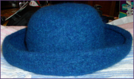 hat after felting, sitting out to dry