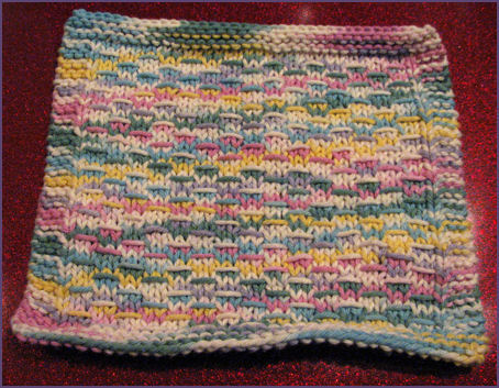 slipped stitch cotton dishrag in pastel rainbow shades