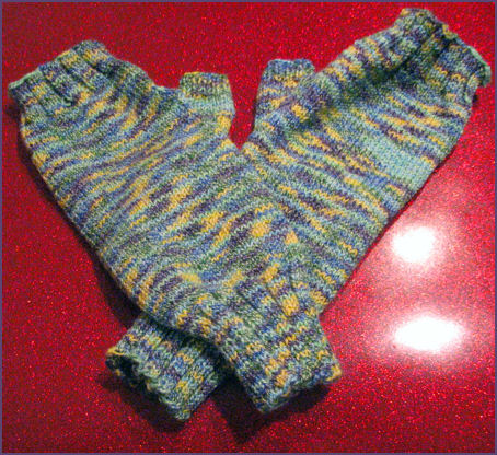 fingerless gloves made with sock yarn