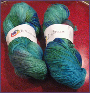 Lisa Souza sock yarn in green colorway