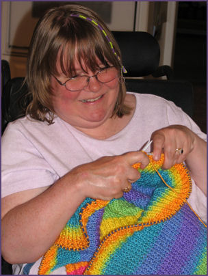 Me working on the baby blanket