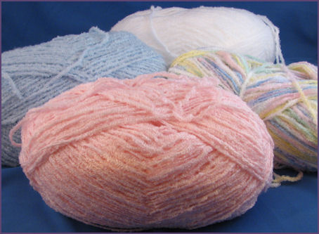 TLC Baby Amore yarn, blue, pink, white, varigated