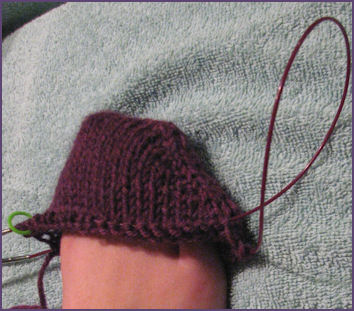 toe of first sock in progress