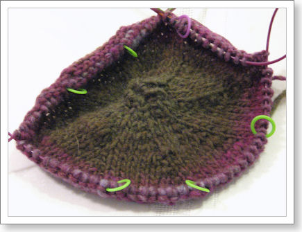 Olive and purple hat in progress Olive and purple hat in progress