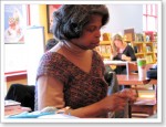 Melody is knitting a gorgeous beaded scarf