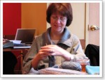 Pam is working on a sock