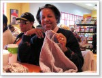 Yvonne is working on a felted tam