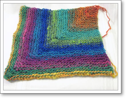 mitered square made with Noro Kureyon yarn