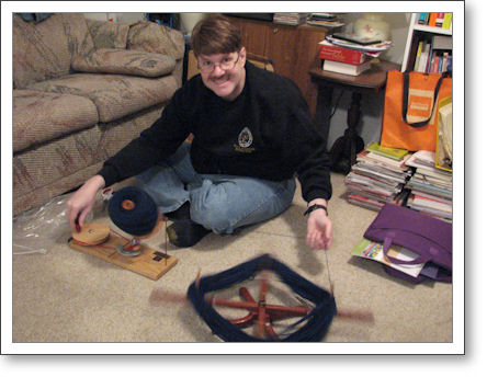 Steve winds the yarn Steve winds the yarn
