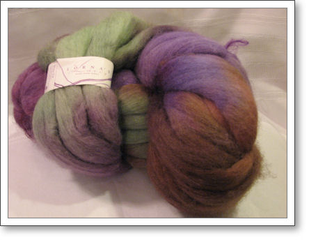 purple, olive and brown roving