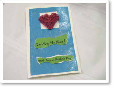 Father's day card with knit heart
