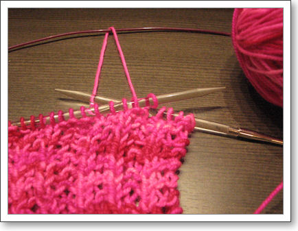 Pink scarf in progress