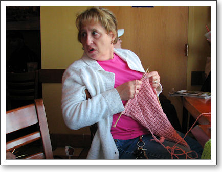 Deb knits a scarf--or is it a wrap? Deb knits a scarf--or is it a wrap?