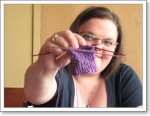 Kelli is making good progress on her sock. Kelli is making good progress on her sock.