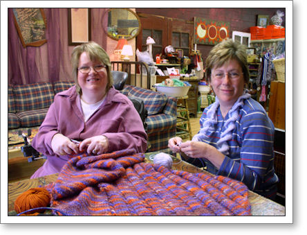 Knitting at the sadly former Folk Art Studio Cafe