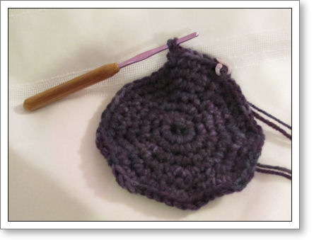 crocheted circle in progress