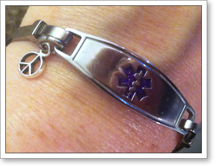 Medic Alert Bracelet with purple symbol