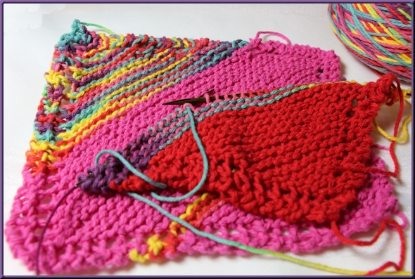 colorful dishcloths in progress