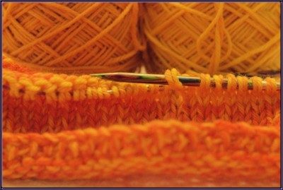 Photo of orange yarn taken without flash
