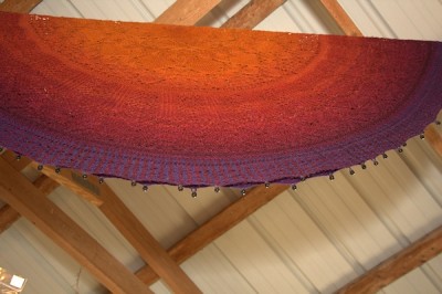 Evenstar Shawl in Fiber Optic Gradient yarn